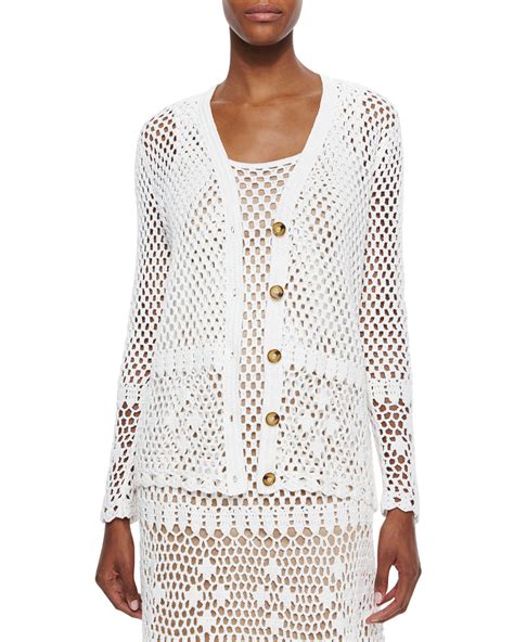 michael kors white sheer striped cardigan xl|Women's Michael Kors Collection Cardigan Sweaters .